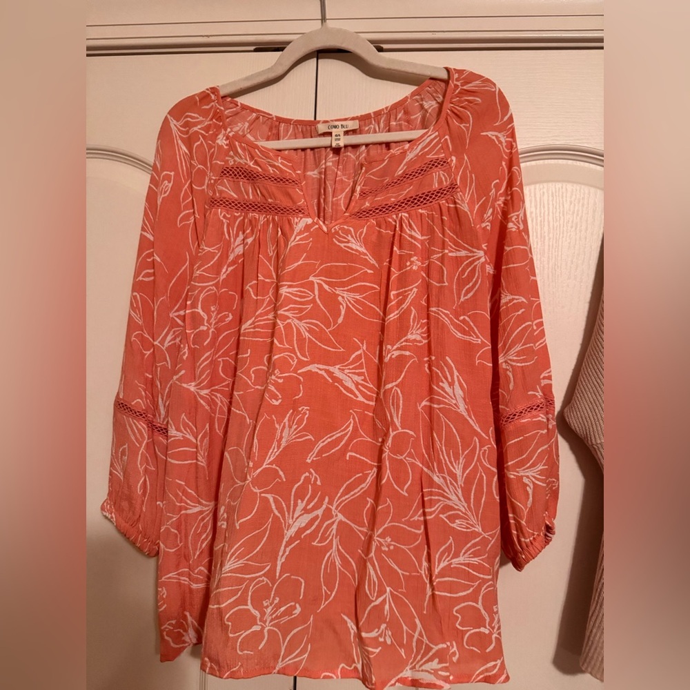 Women's Floral Orange Blouse